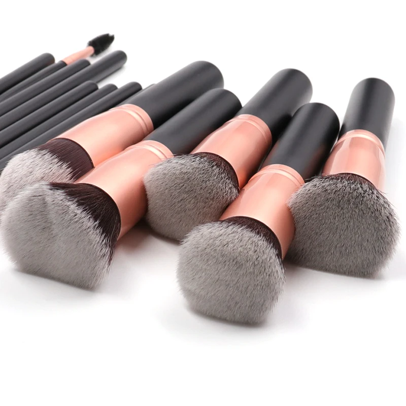 Private 14pcs Custom  wood  Handle Beauty Tool eyeshadow brush custom label
