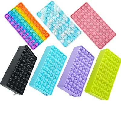 Silicone Bubble Elastic Pencil Case  Silicone Toy Kid Super Jumbo Push Pencil bag