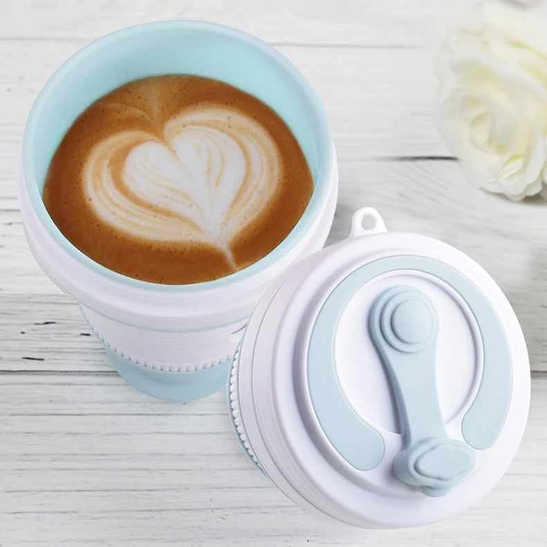 18 oz Double Wall Sleeve Travel Mugs Foldable Silicone Rubber Drinking Cups-Mugs Portable Reusable Collapsible Coffee Cup