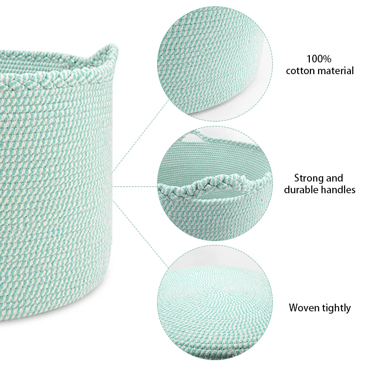 Woven Basket Cotton Rope Storage Basket Woven Finishing Basket