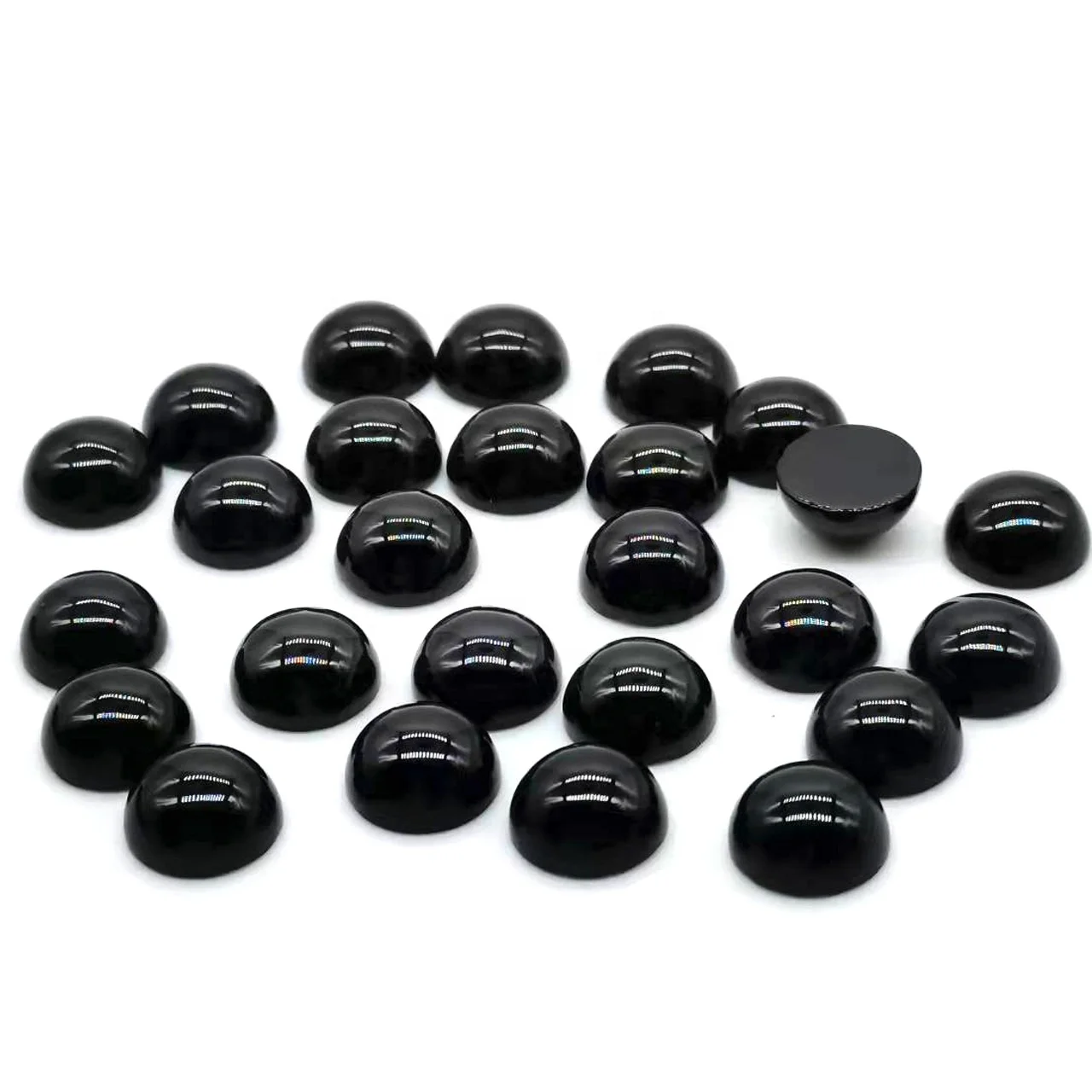 ArthurGem wholesale high quality natural black agate round cut, black agate loose gemstone cabochons for jewelry making