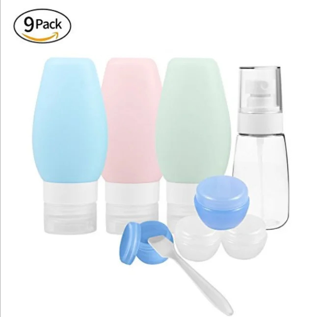 BPA Free Outdoor Portable Leak Proof press TSA approved Squeezabl 3oze Silicone Shampoo Travel Bottle Kits