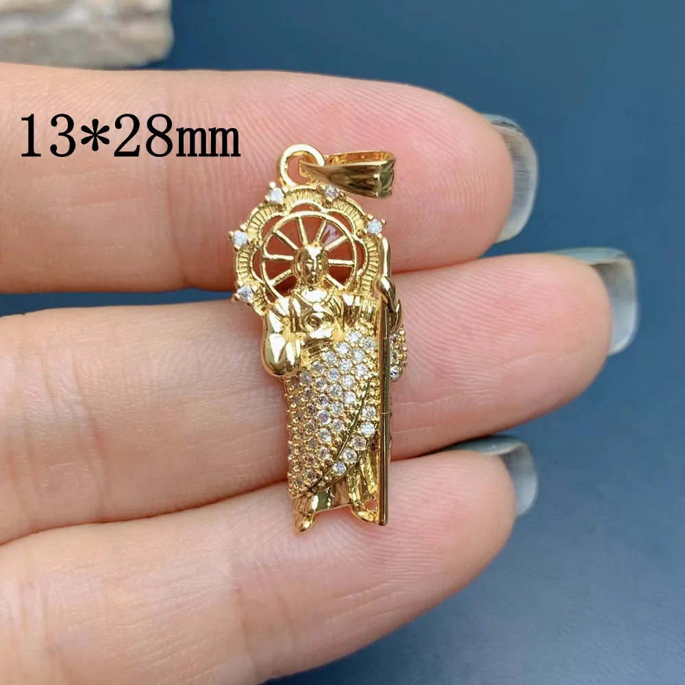 Religious jewelry Oro Laminado Catholic Saint Jude Pendant 18K Solid Gold Plated Figaro San Judas Tadeo Medalla Cadena Pendant