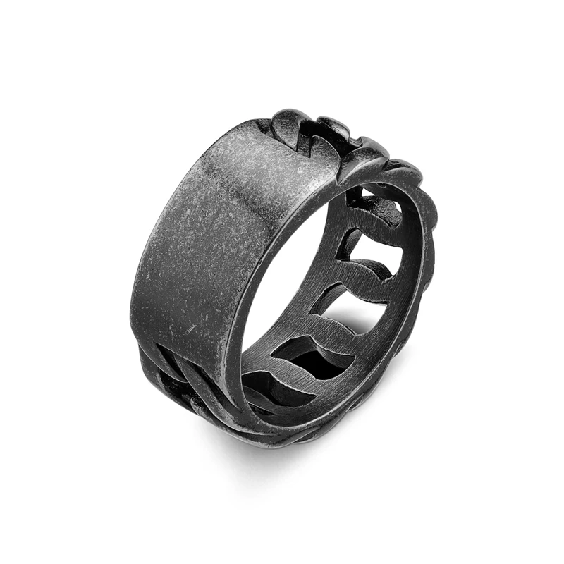 Customized 18k gold plated stainless steel summer hollowed out jewelry signature ring gold from  Chinese jewelry factory