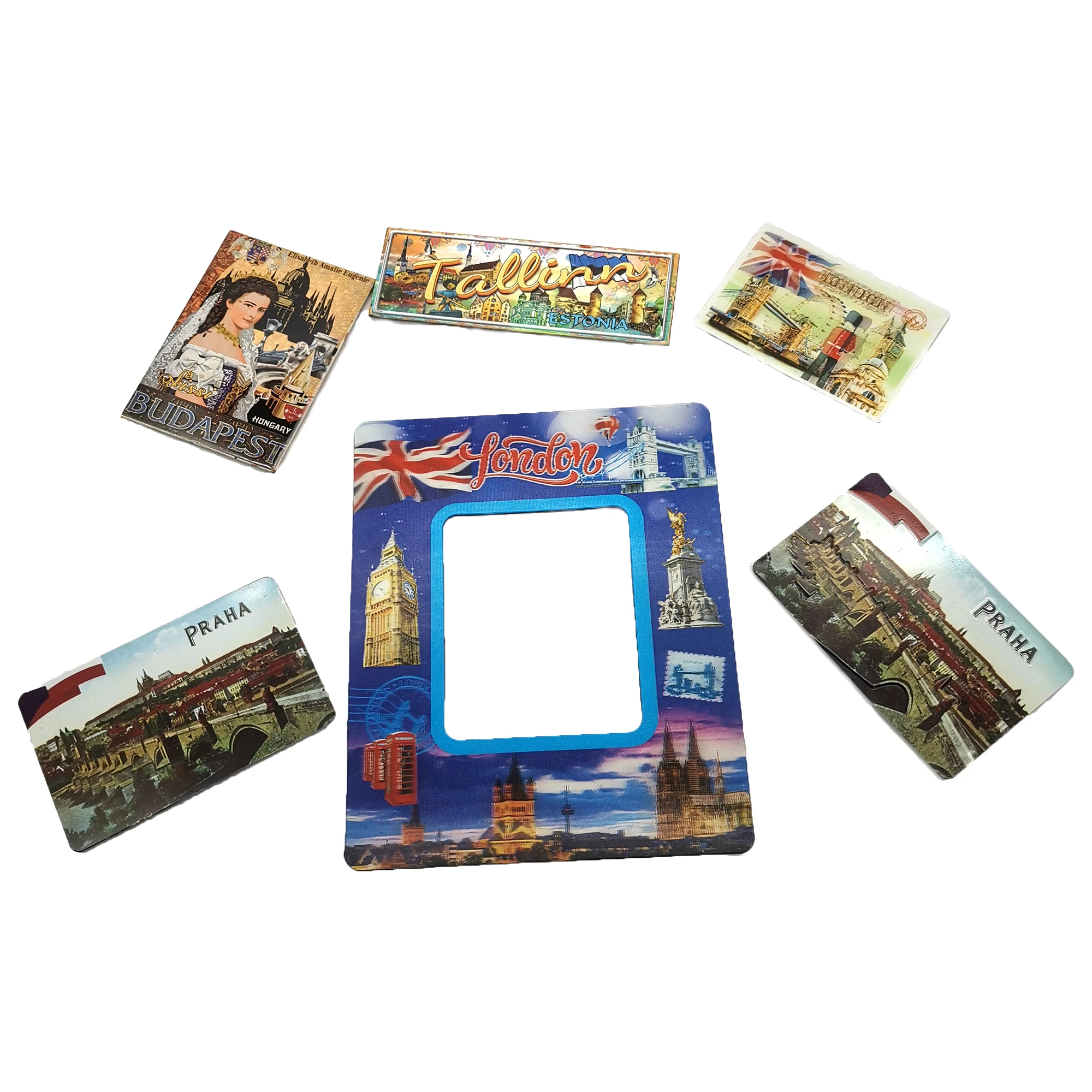 WD High quality custom Wholesale tinplate refrigerator magnets , UK , Czech Republic , Budapest tourist souvenir fridge magnets