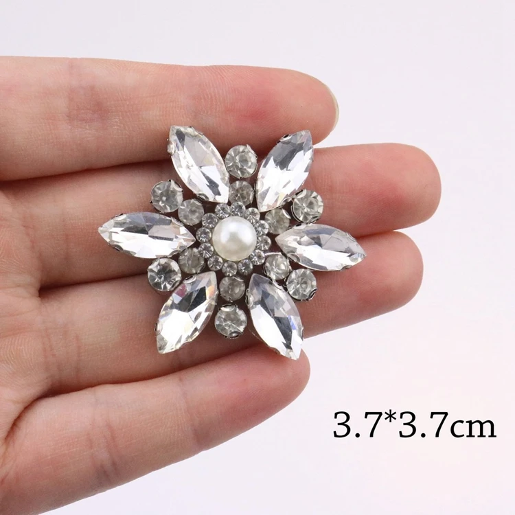 Wholesale hot selling Rhinestones Flower Brooch Pin Set,for DIY Wedding Decoration
