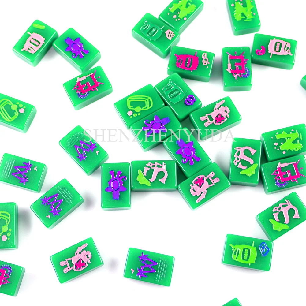 Light Blue SINGAPOREAN MAHJONG TILES custom American Mah jong Tiles Set with Your Design