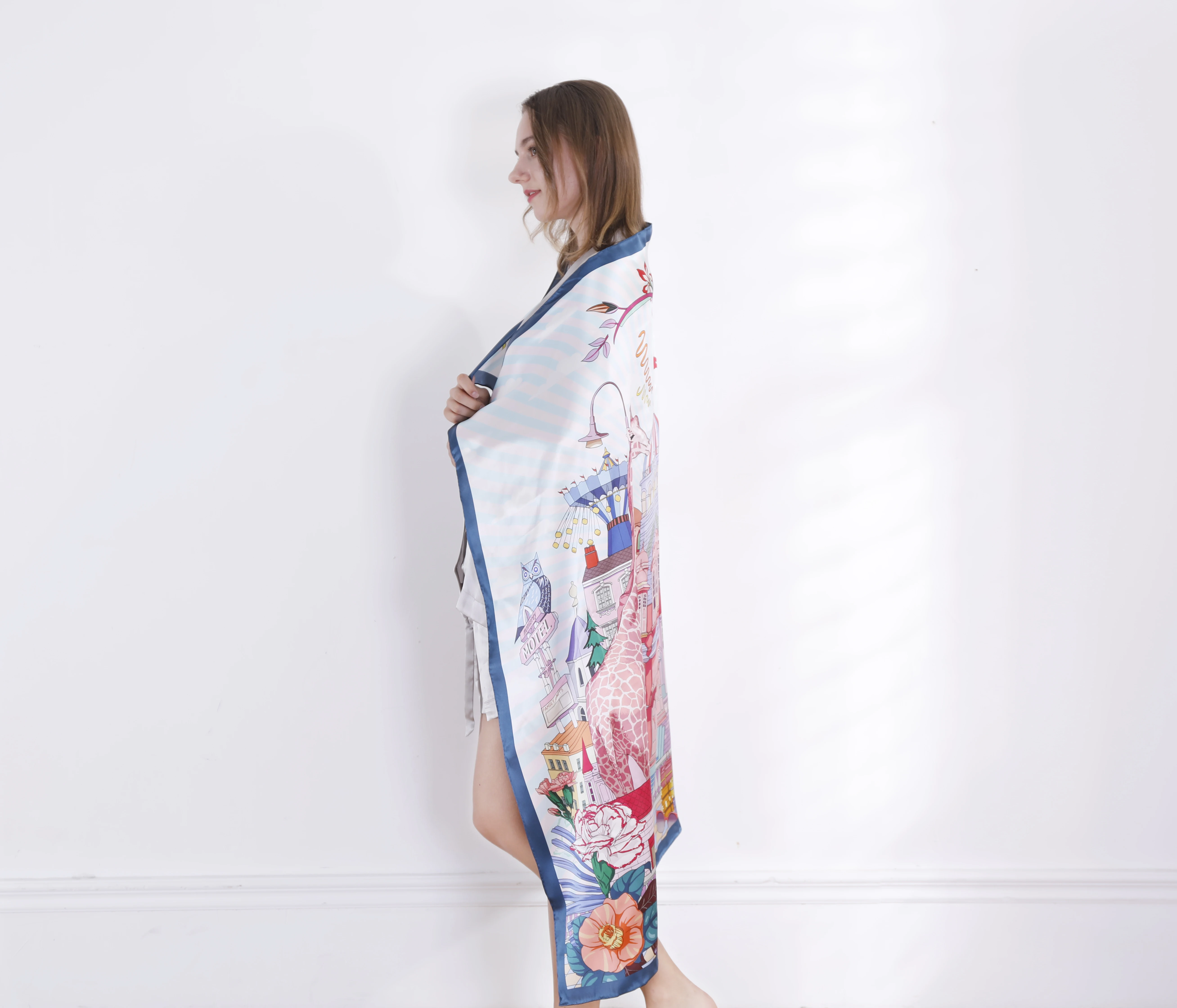 2022 новый дизайн роскошный индивидуальный узор 100% шарф из чистого шелка тутового шелкопряда