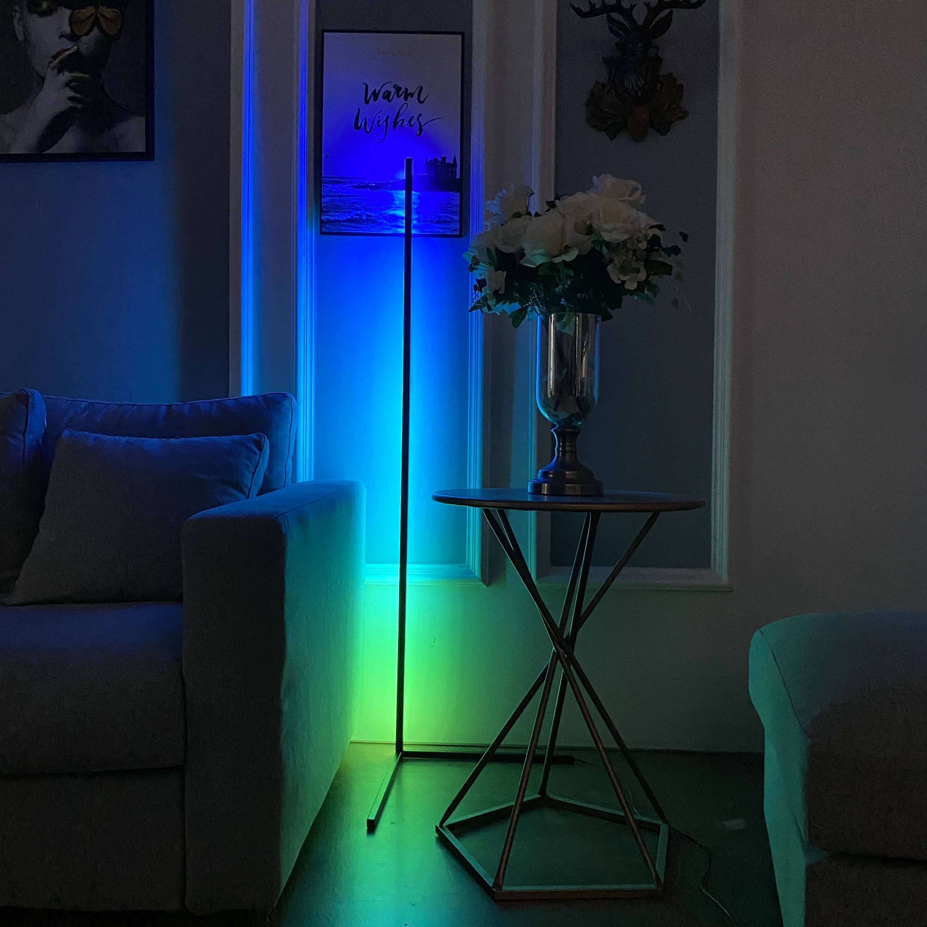  Современная комнатная напольная светодиодная угловая лампа RGB с дистанционным управлением и вертикальным изменением