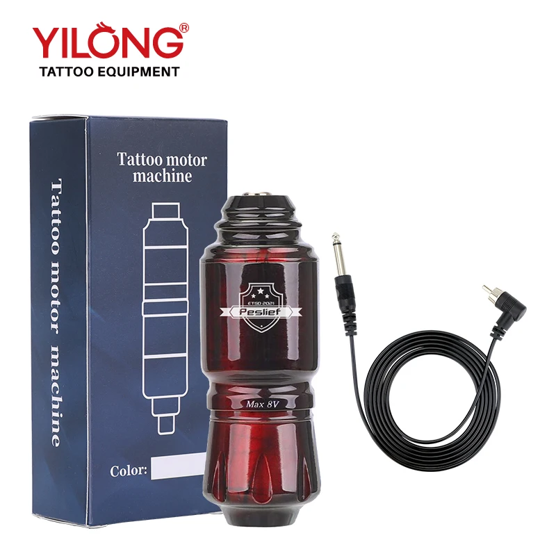 Yilong Short Tattoo Pen Adjustable Stroke Rca Connector Tattoo Machine Eyebrow Lip Hair Permanent Makeup Tattoo Gun for Body Art