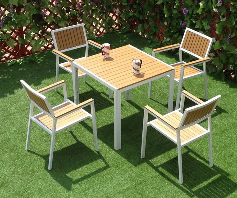 Garden plastic wood folding dining sets table and chairs balcony chairs
