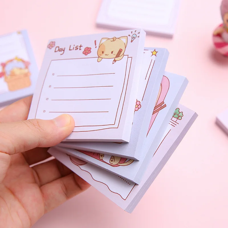 Portable 80Sheets Size 80*80mm Writing Paper Memo Sticky Pad Tear Off Notepad Stationeries And School Supplies