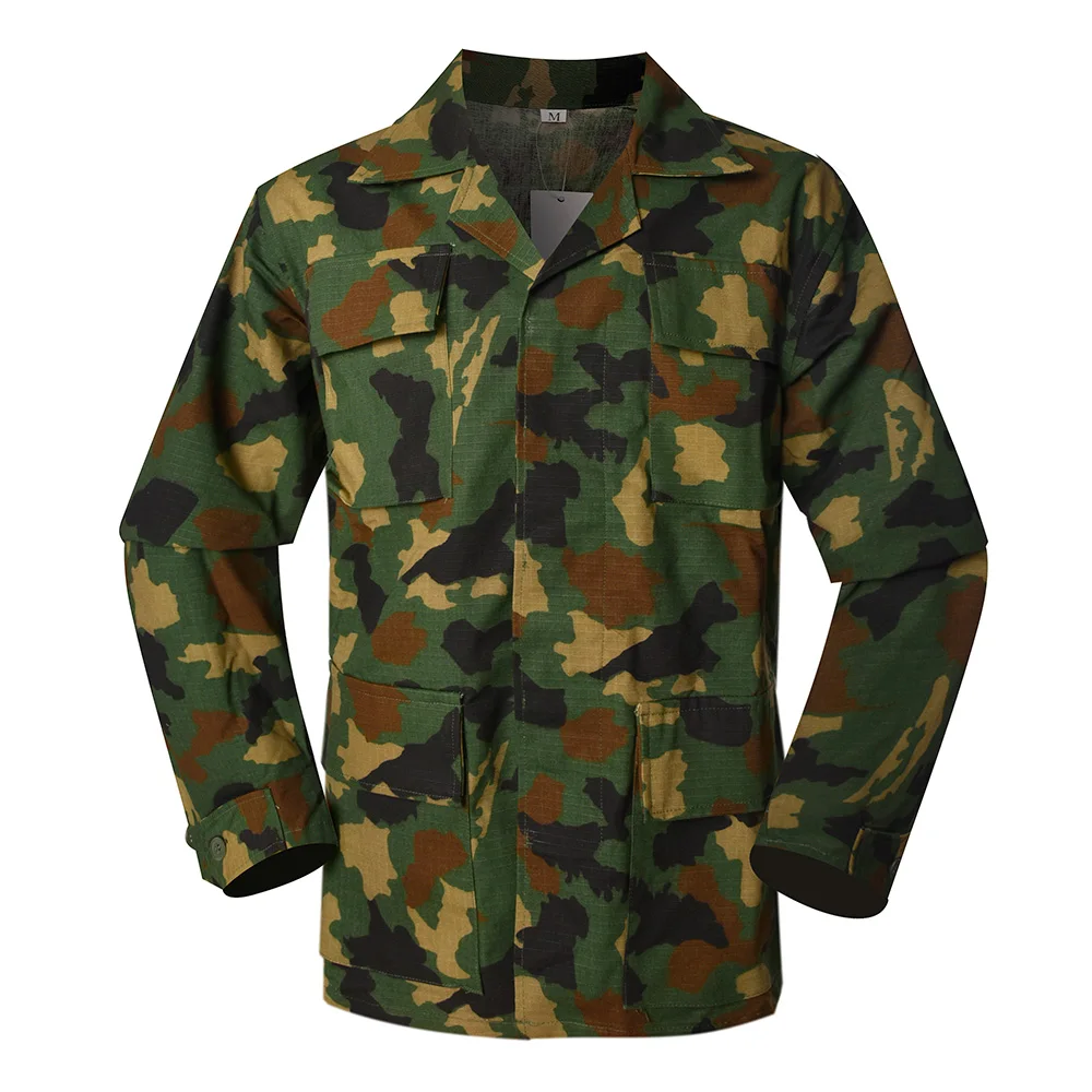 Nigeria Woodland Camouflage Uniform Suit TC 65 35 Fabric Ripstop Combat BDU Tactical Uniform