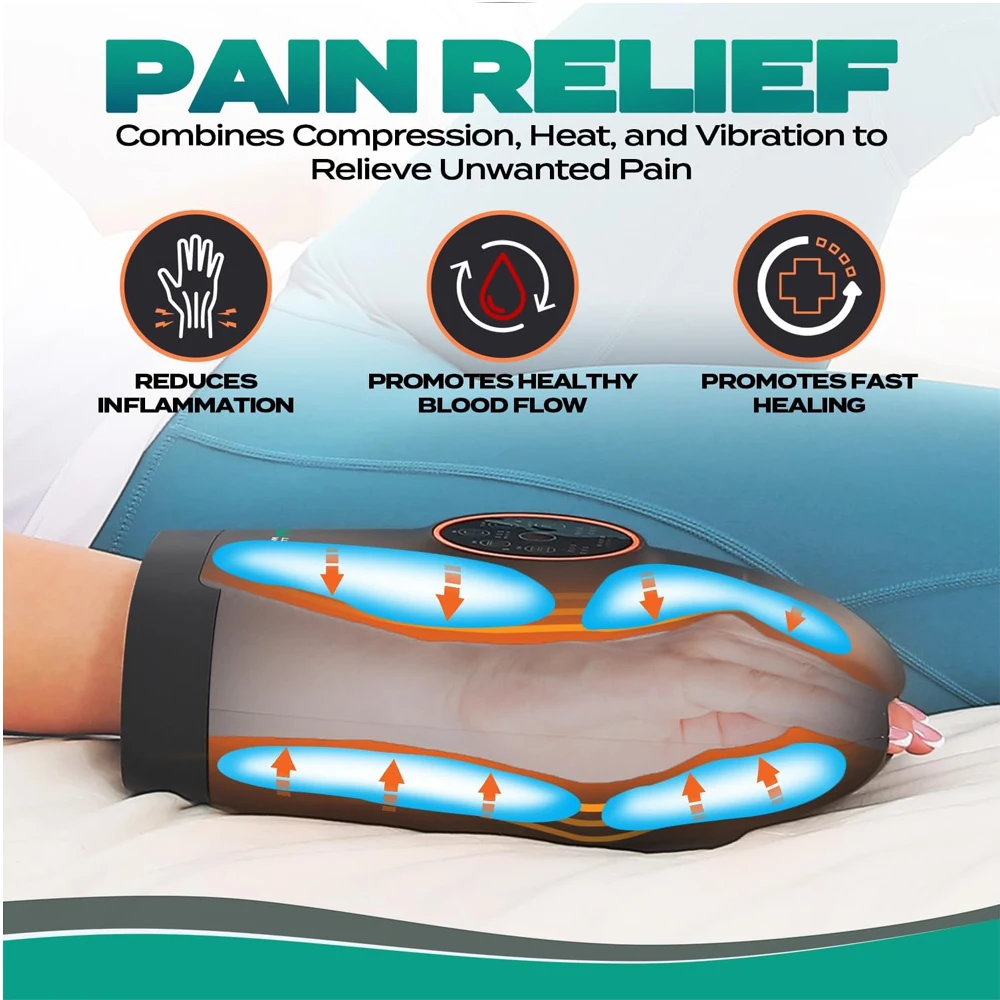 Best Selling 2024 Health Care Wireless Electric Hand Massager with 3 Levels Compression & Heat Cordless Hand Massager Machine