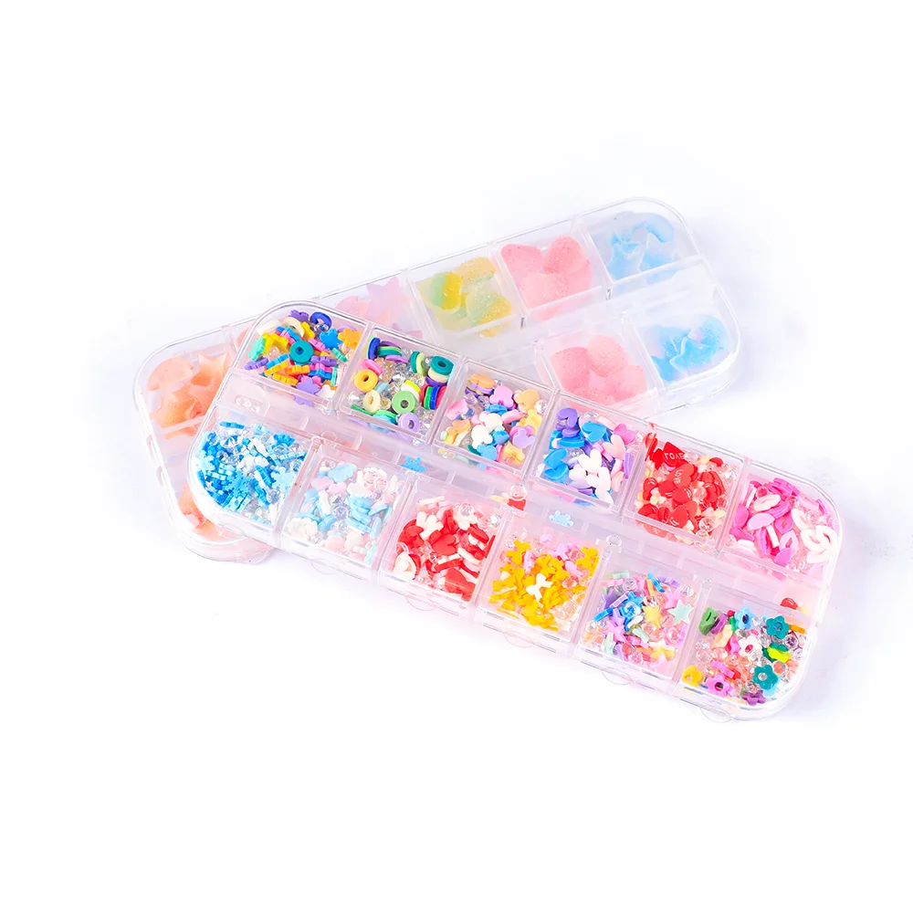 New Arrival 12 grids /box 3D Colorful Candy Style Nail Art Rhinestones Professional Fingertip DIY Fingertip Decals