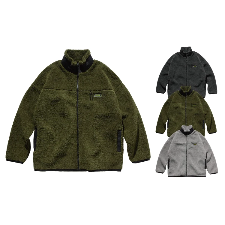 Heavy weight thermal mock neck women winter resin zipped jackets 2021 men custom sherpa jacket with pocket