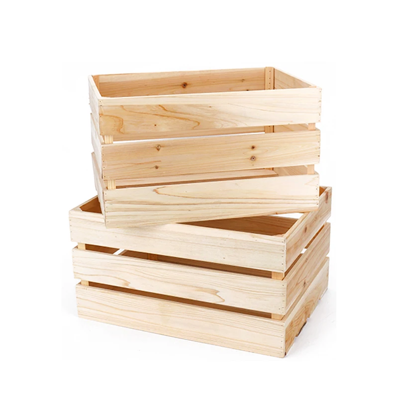 Wholesale custom logo solid wood vegetable storage crate packaging box wooden shipping crate for fruit