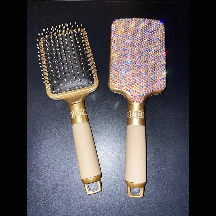 Air Cuision Brush Luxury Diamonds Scalp  Massage Detangling Hair Brush With Clip Customize Your Logo