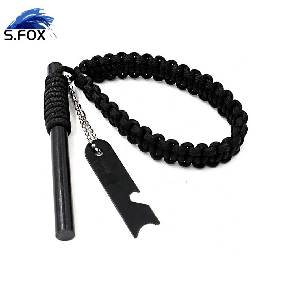 1/2x5 inch fire starter flint emergency ferrocerium survival tool fire starter with weave parachute cord
