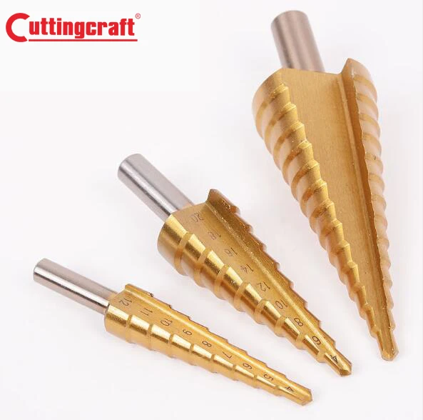 Cassar HSS Gold Bearing Steel Step Drill Kit Set Conical Stage Drill For Metal Wood High Speed Stepped Drill Power Tools