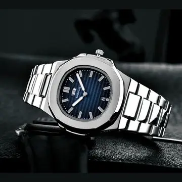 OEM Sliver high quality calendar men wristwatch stainless steel waterproof watch men