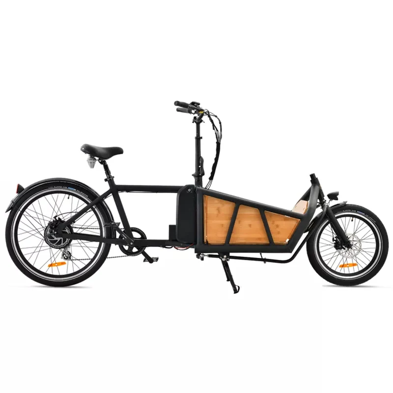 Front loaded wooden box 2 wheel cargo bike 250w 500w 750w hub motor 2 wheel thin tire delivery e bike