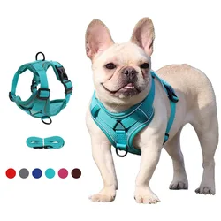 Dog Harness with 150cm Nylon Pets Leash Set No Pull No Choke Dog Vest Adjustable Reflective Breathable for Dogs