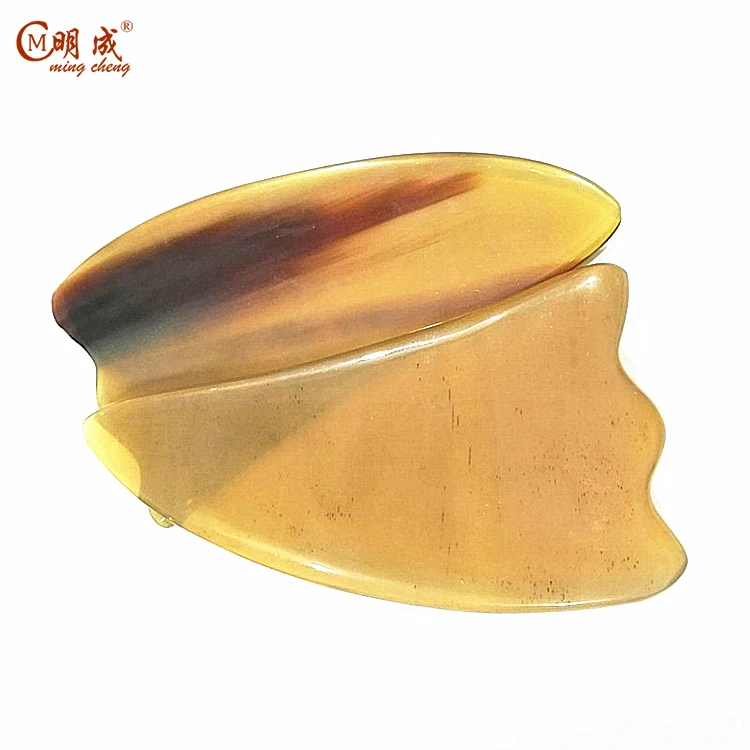 Quality white horn double groove triangle scraping tablet facial back scraping plate health and beauty guasha massage tool set