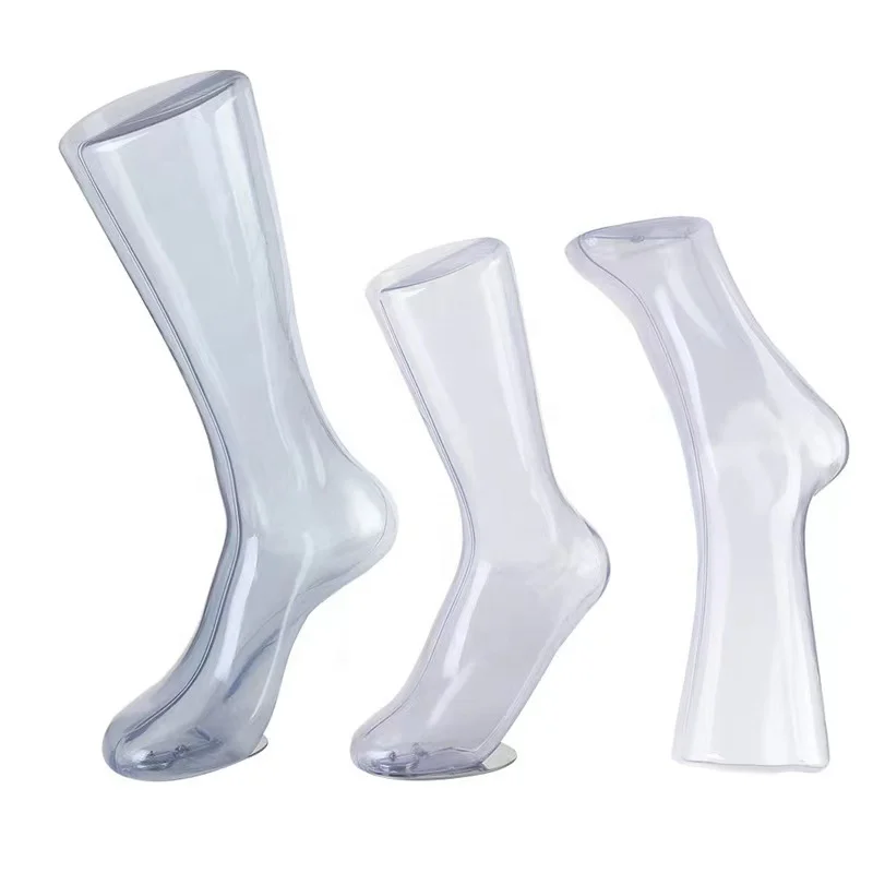 Window Display Lifelike Transparent Plastic Female Foot Forms Mannequin For Sock With Magnet