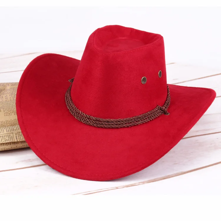 Fashion Adult/Kids  Western Sun Shield Unisex Cowboy Casual Artificial Leather Hat Wide Cowgirl Cowboy Hat