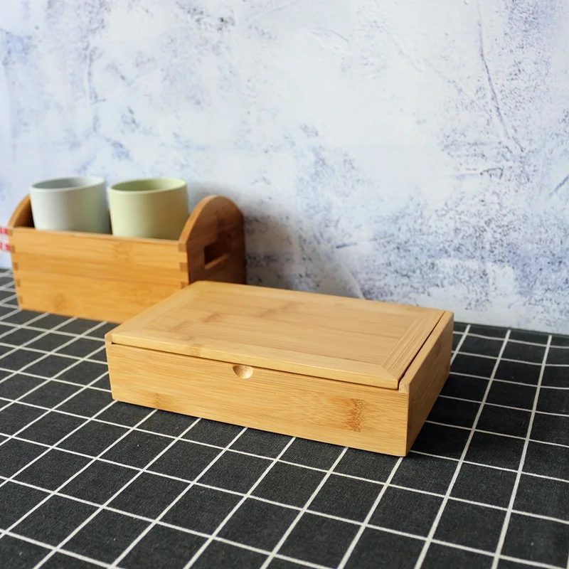 Bamboo Desk Storage Toothbrush Facial Cleaner Organizer Bathroom Bamboo Organizer Small