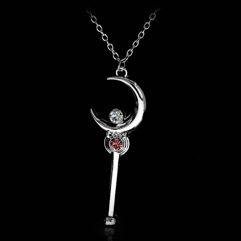 Anime Sailor Moon Hold on star moon truncheon Key chain Alloy  Sailor Moon magic stick necklace