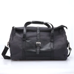 Wholesale custom low moq vintage canvas PU leather trim tote shoulder bag mens weekend duffel travel bags