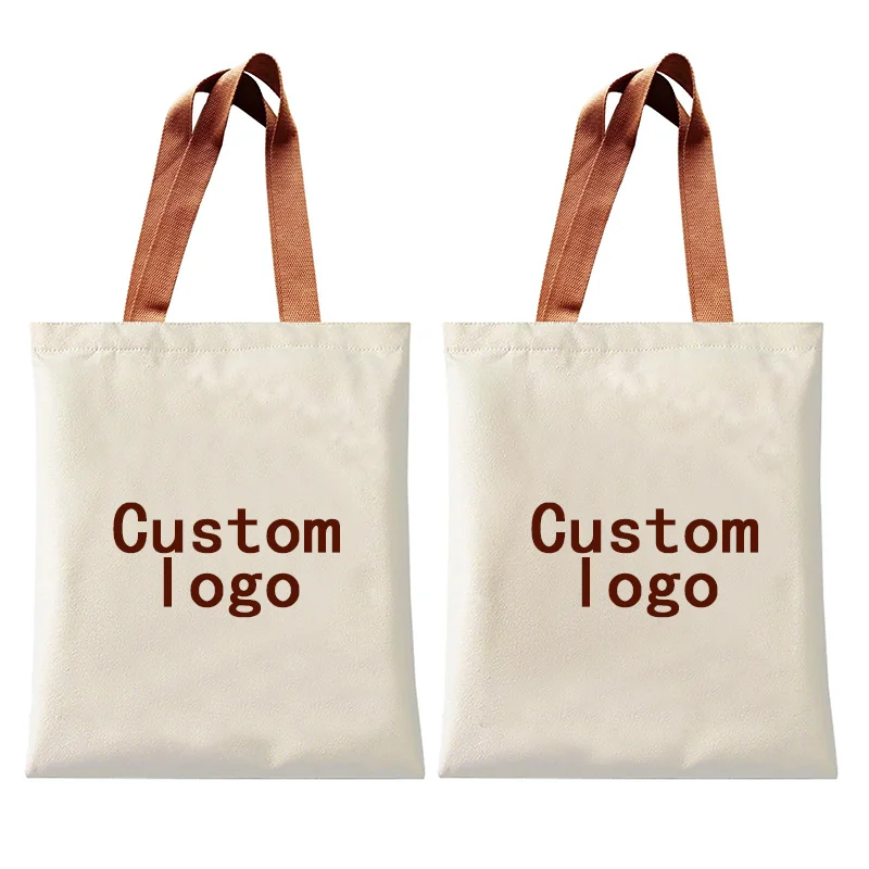 Cotton Canvas Tote Bag Reusable Book Magazine Cloth Bag Shoulder Bag for Beach Travel Shopping Pouch