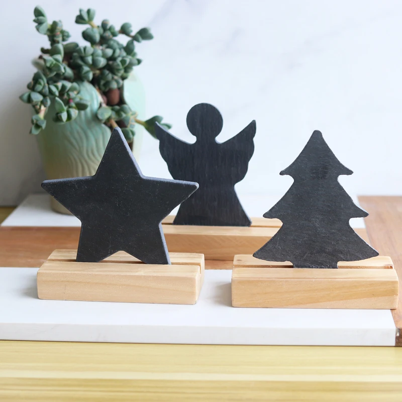 Star tree Christmas Angels slate wood Ornaments Showpiece Decoration statue