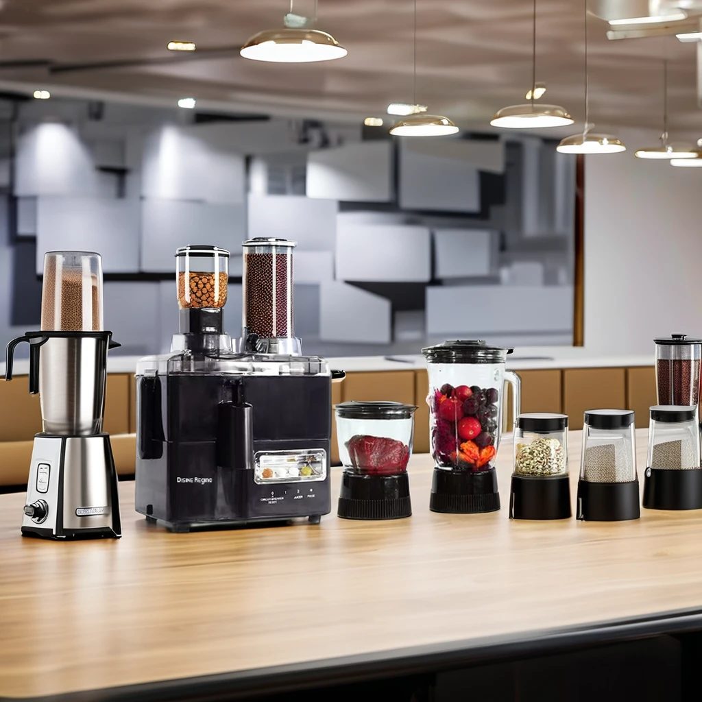 Multifunctional 4-in-1 Electric Food Mixer Durable Plastic Variable Speed Push Button Home Car Wall-Breaking Juice Meat Blenders