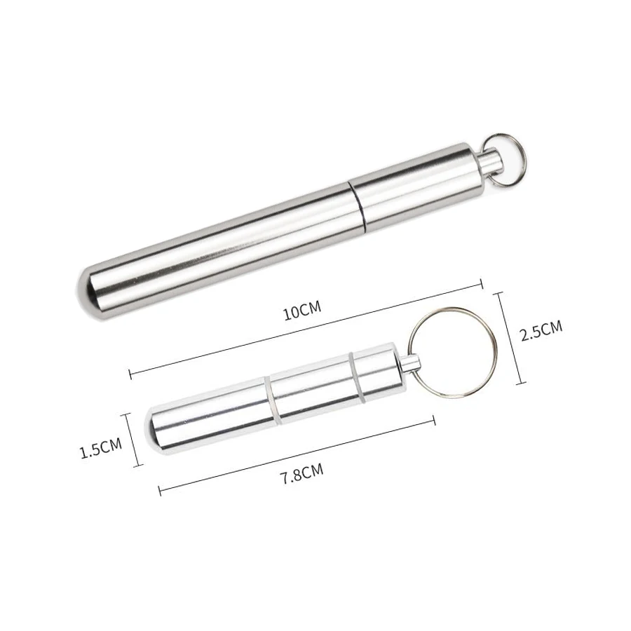 Wholesale Stainless steel 304 Portable Toothpick Pocket Toothpick Holder Metal Pill Case with Key Ring