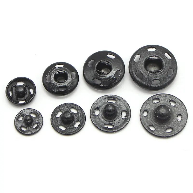 10/12/14/16 mm Black/Silver Metal Snap Fasteners Press Button Stud Sewing Garment Accessories G0607