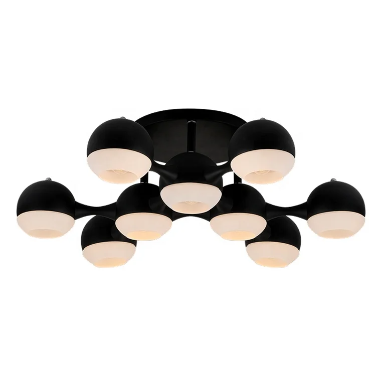 Black Chrome Glass Shade 6 Lights Chandeliers Ceiling Lights Lighting Modern Chandelier