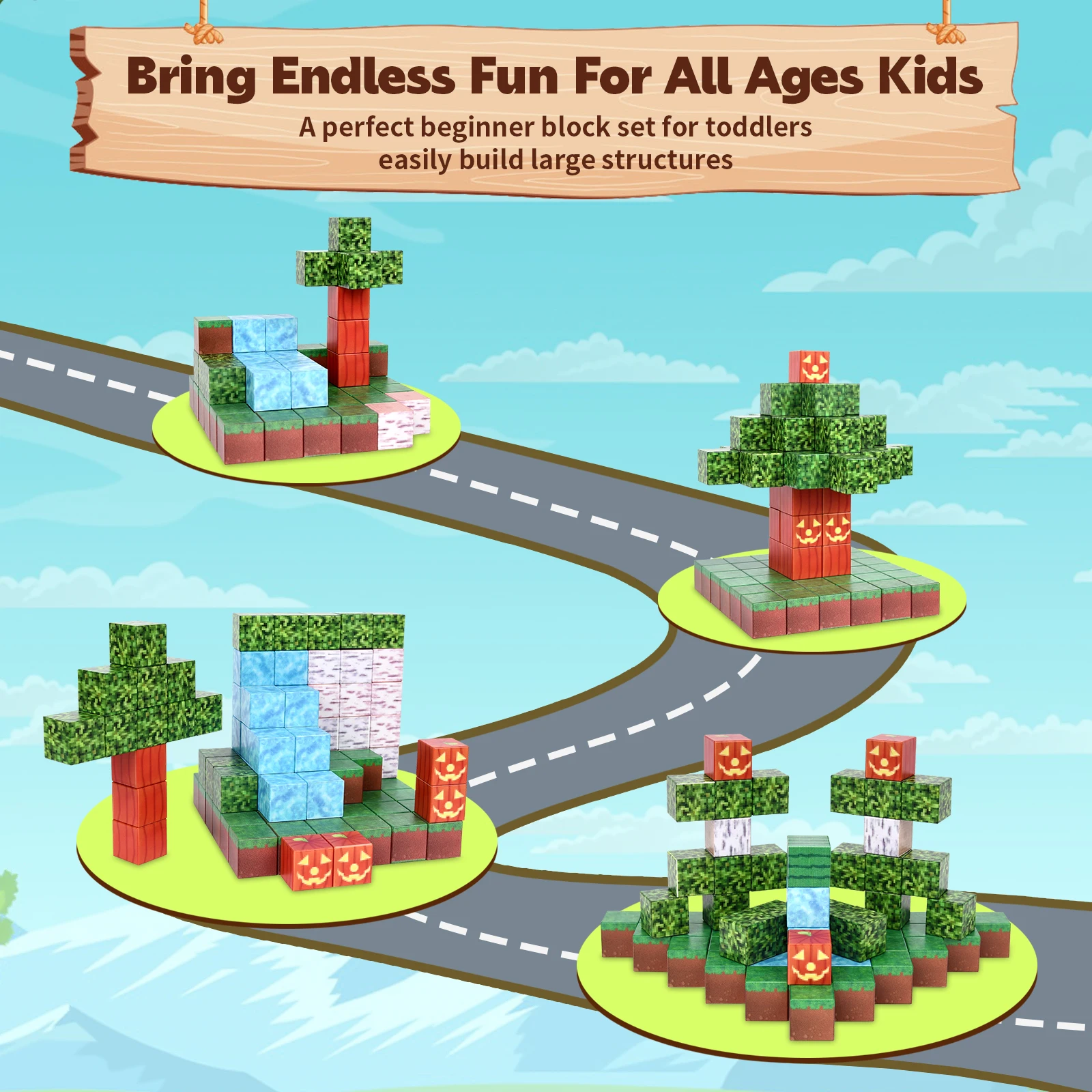 Magnetic Blocks-Building Mine Magnet World Set Sensory Kids Games Toys for 3+ Years Old Girls