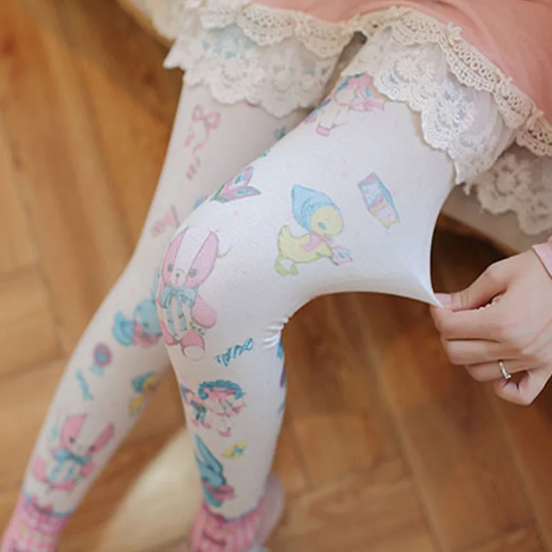 Japan Girl Women Sexy Velvet Pantyhose Mock High Knee Tattoo Tights