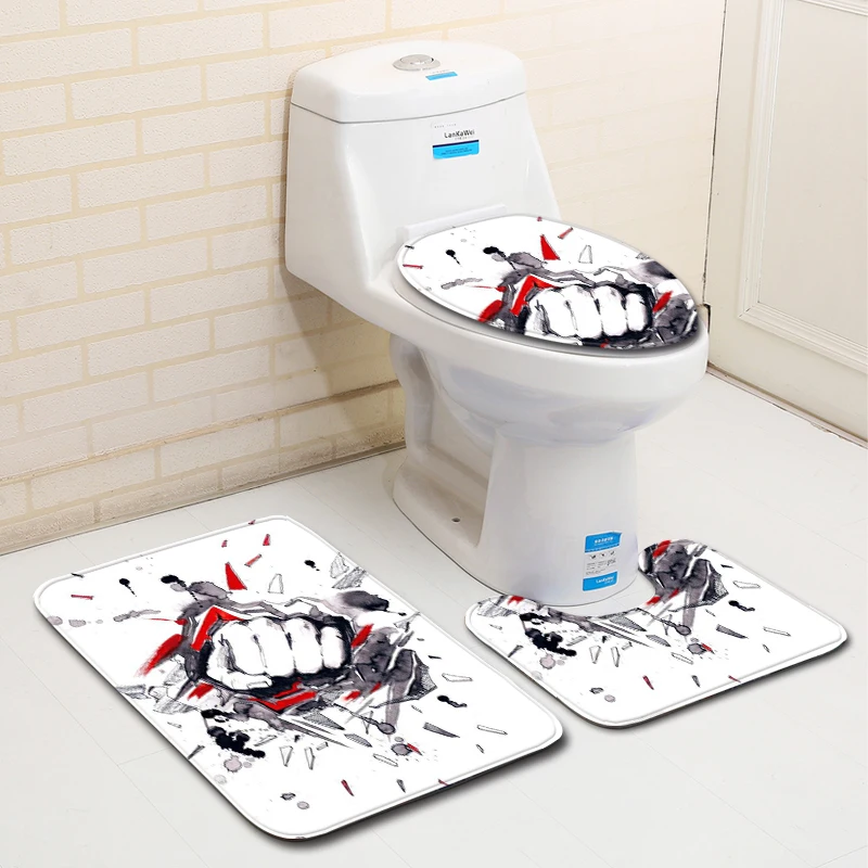Bath Mat Set 3 Pieces Bath Rug Sets Toilet Floor Anti-Slip Bathroom Mat