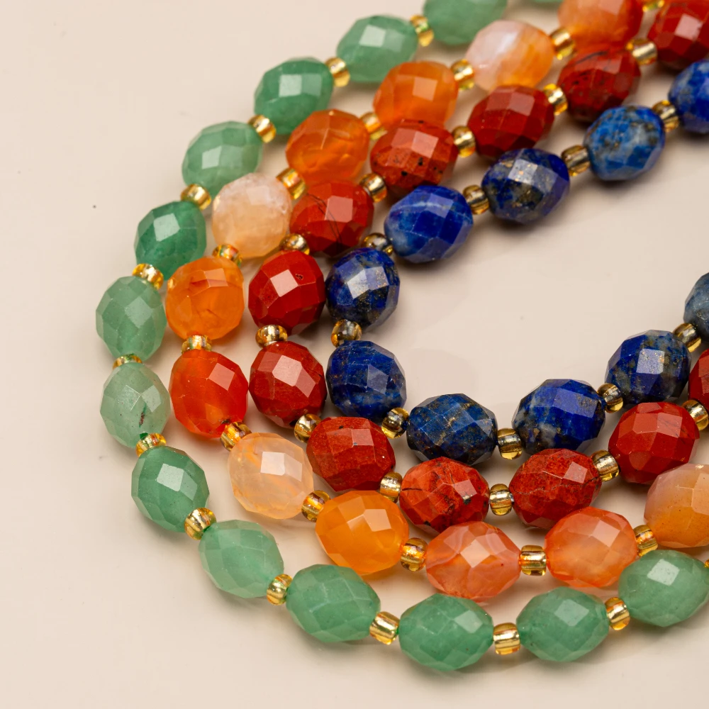 19cm Natural Gemstone Loose Beads Faceted Rhombus Tiger Eye Citrine Spacer Beaded for Bracelet DIY Jewelry Making