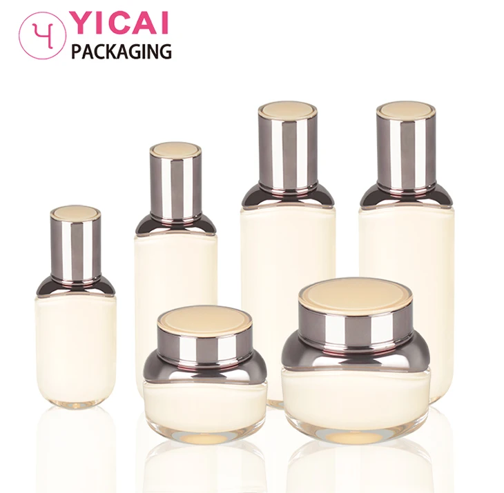 Wholesale Premium Quality Luxury 30ml 50ml 100ml Light Yellow Acrylic Emulsion And Lotion Bottle For Cosmetics