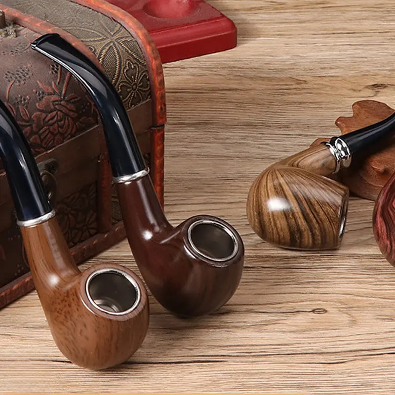 Hot Sale Mini Reasonable Smoking Pipes Handmade Tobacco Pipe With Wooden Holder Classical Shape Resin Tobacco Pipe