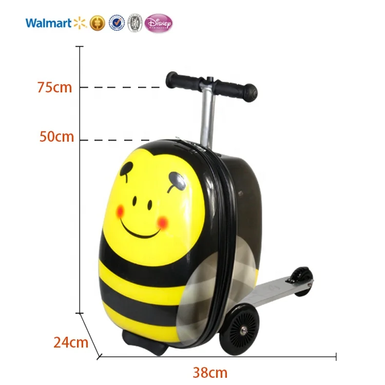 Cheap customized fashion egg shape 18inch suitcase rideable maletas kids foldable eva scooter suitcase