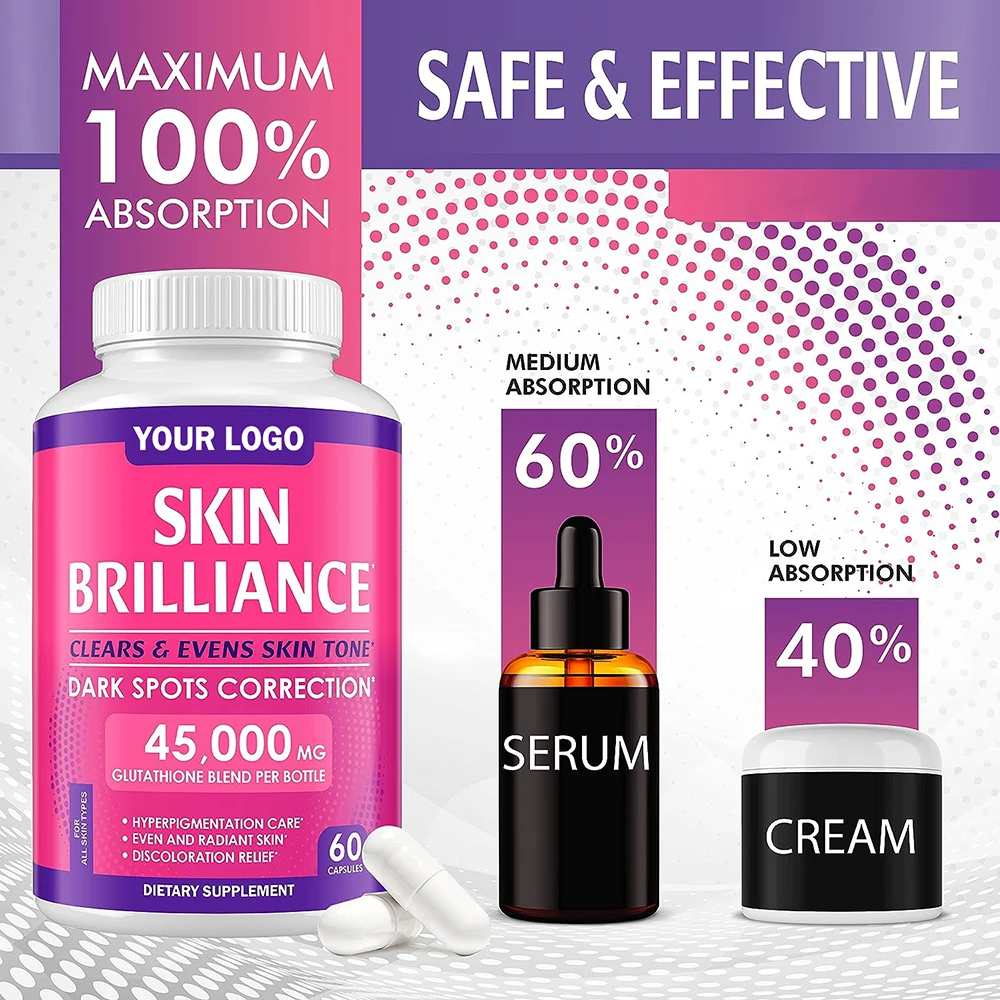 Hot Sale Gmp Manufacturer Collagen Vitamin C Pills L Glutathione Capsules With Anti-Aging Skin Whitening