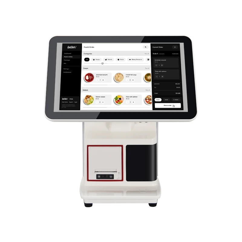 Desktop Dual Screen Restaurant retail 15.6inch all in one pos machine android system hardware Terminal printer cash register