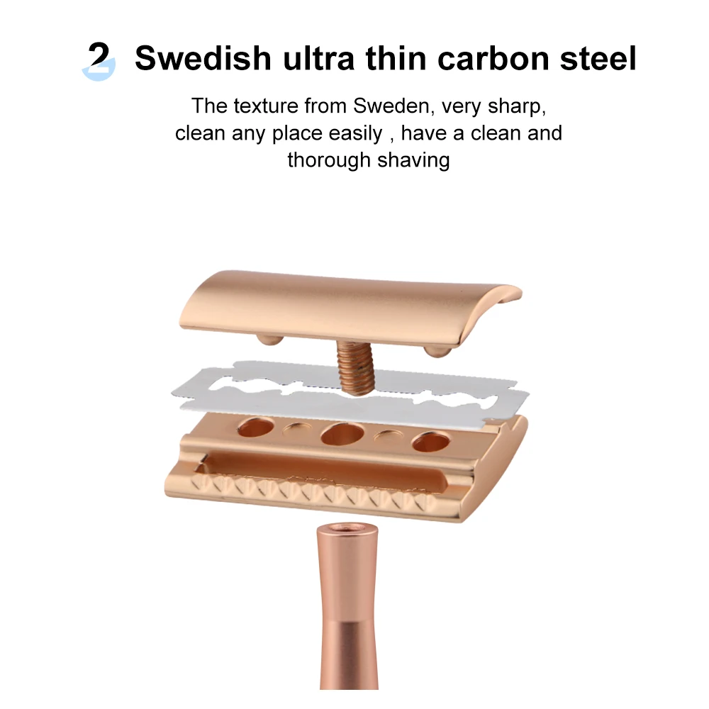 Custom brass safety razor matte rose gold double edge safety razor blades