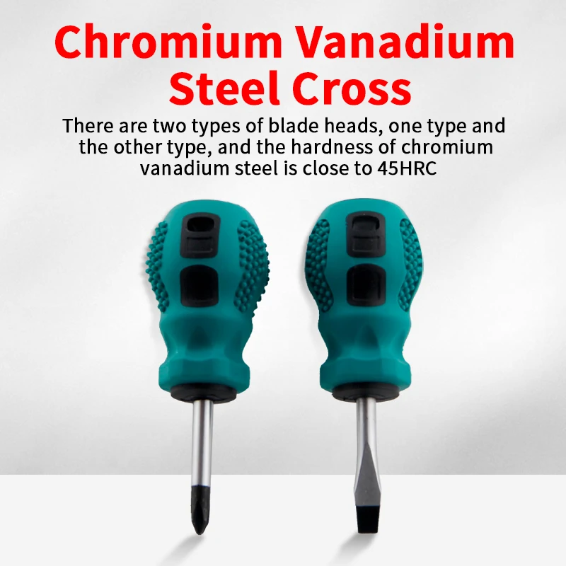Dual-Purpose Retractable Cross-Shaped Phillips & Nut Screwdriver with Steel Short-Handled Radish OEM Customizable for Repair Use